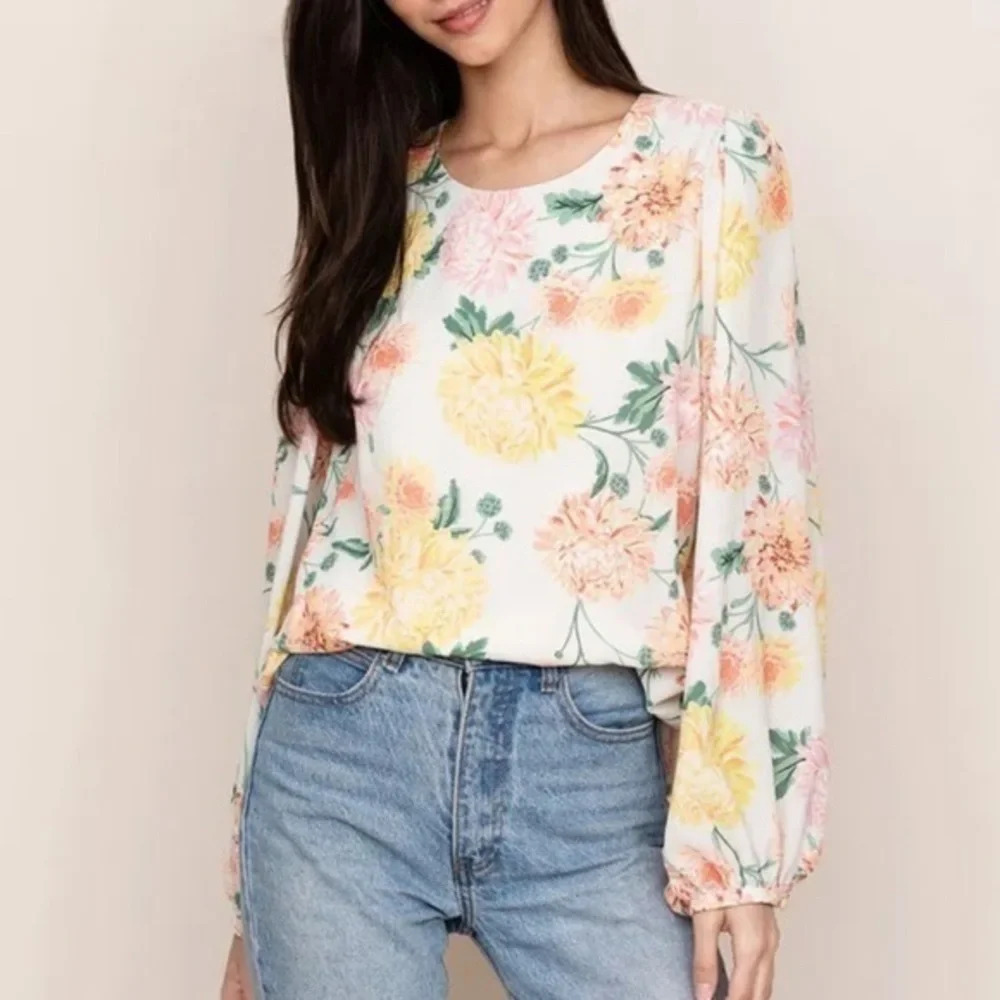 Yumi Kim Weekender Holly Top Blouse Ivory Size Medium